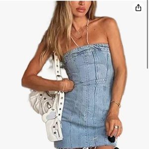 Amazon Denim strapless mini dress medium